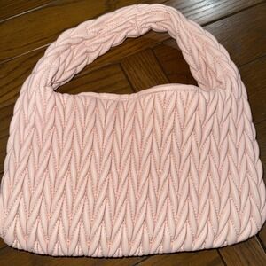 Shiraleah Chicago Purse Light Pink Quilted Design Faux Leather 12" X 7" Zip